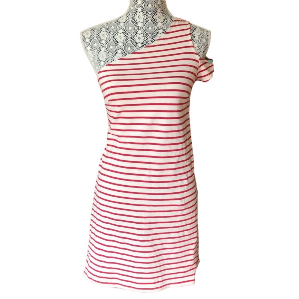 Maeve Anthropologie stripped red & white dress sz xs